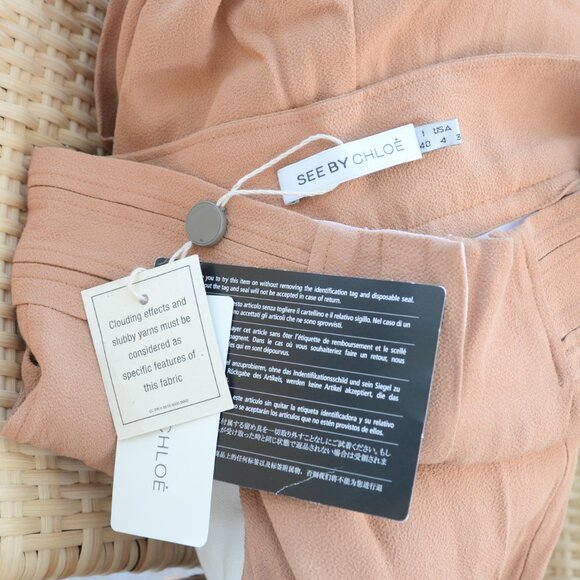 NWT See by Chloé Wide Leg Palazzo Pants Light Terracotta Sz 4 - Picture 6 of 7